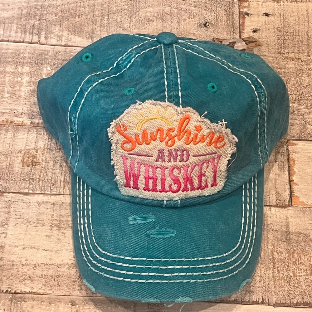Teal Sunshine and Whiskey Cap